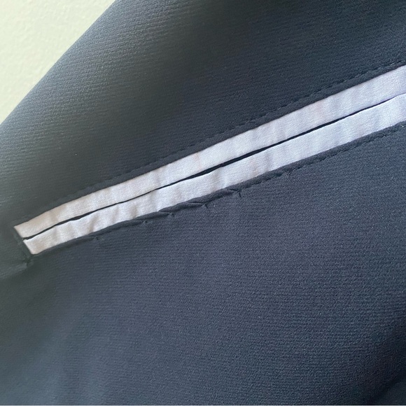 Navy stretch dress with peter pan white collar and pearl details - Picture 6 of 7